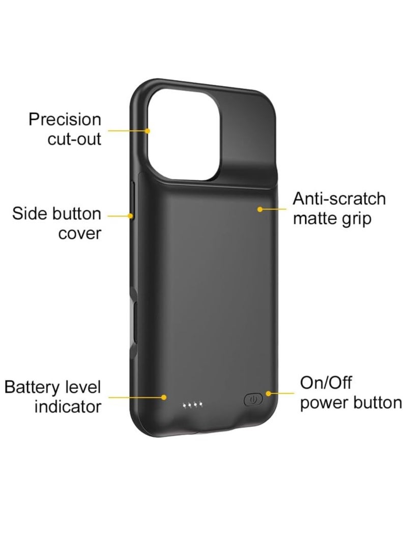 BORTONY iPhone 16 Pro Battery Powercase 7000mAh Battery Rechargeable Extended Power Bank Wireless Cover for iPhone 16 Pro - Image 3