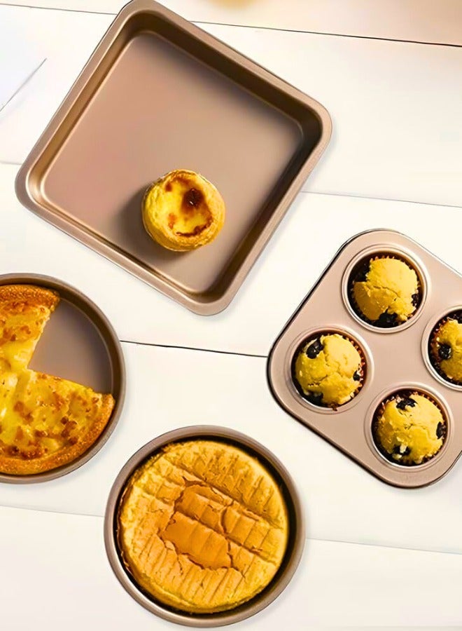 Chase Up 5 Pieces Bakeware Set, Carbon Steel Nonstick Baking Pans,Oven Baking Set,with Springform Pan, 6-Cup Muffin Pan, Square Roasting Pan, Pizza Baking Tray, Rectangular Toast Box, Kitchen Baking Tools - Image 3