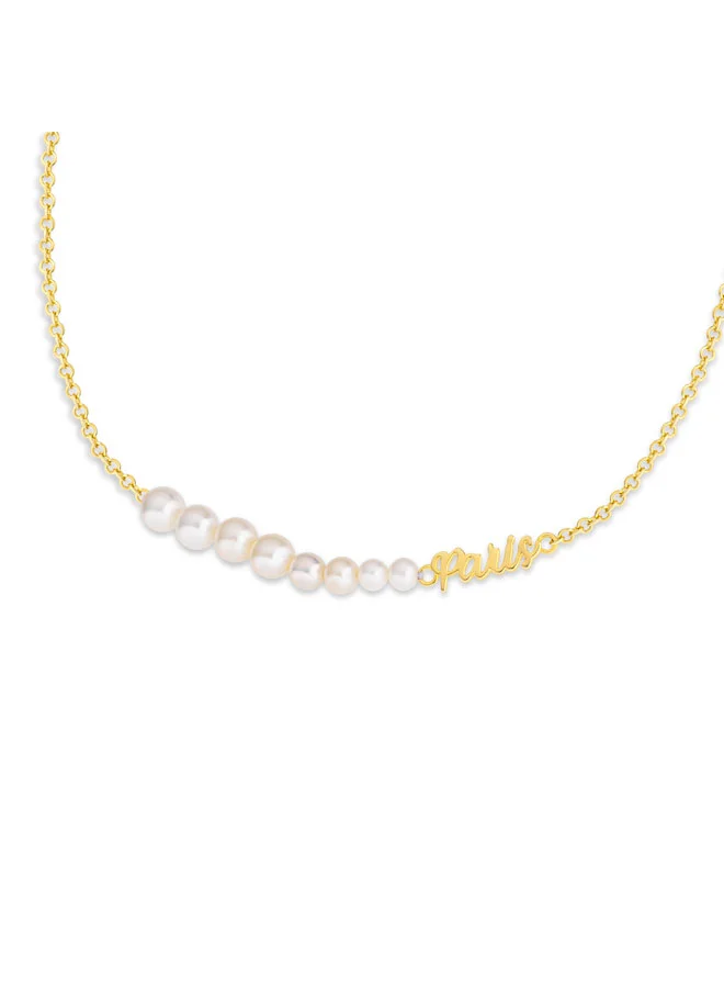 Saint Honore Paris Perle Gold Plated Necklace with White Pearl for Women's