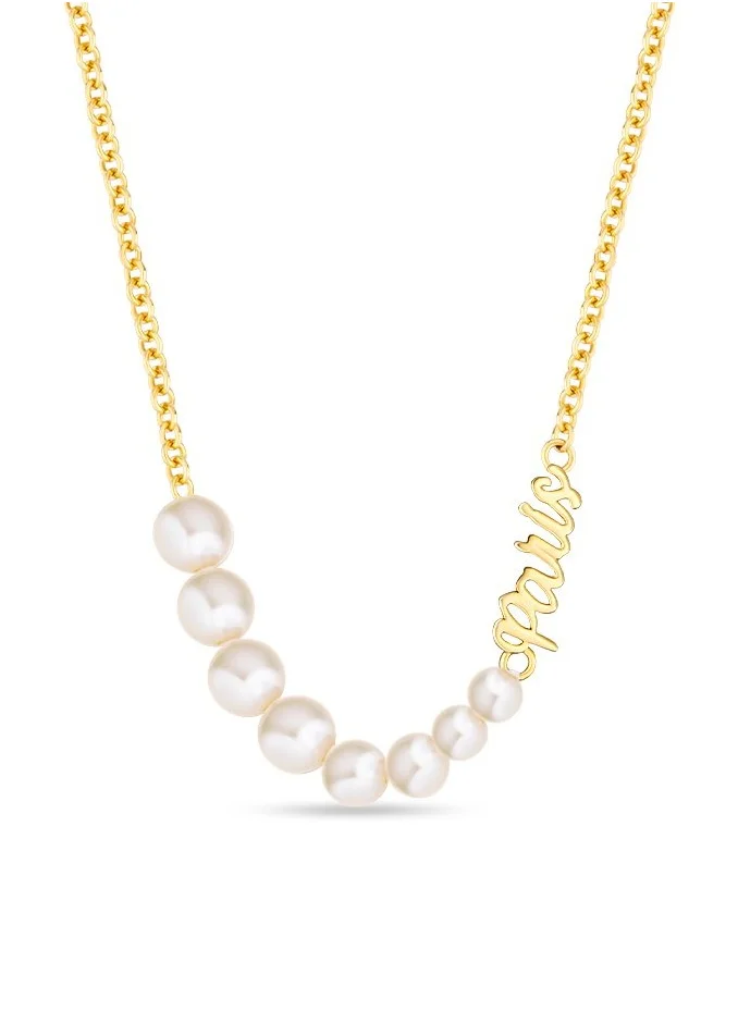 Saint Honore Paris Perle Gold Plated Necklace with White Pearl for Women's