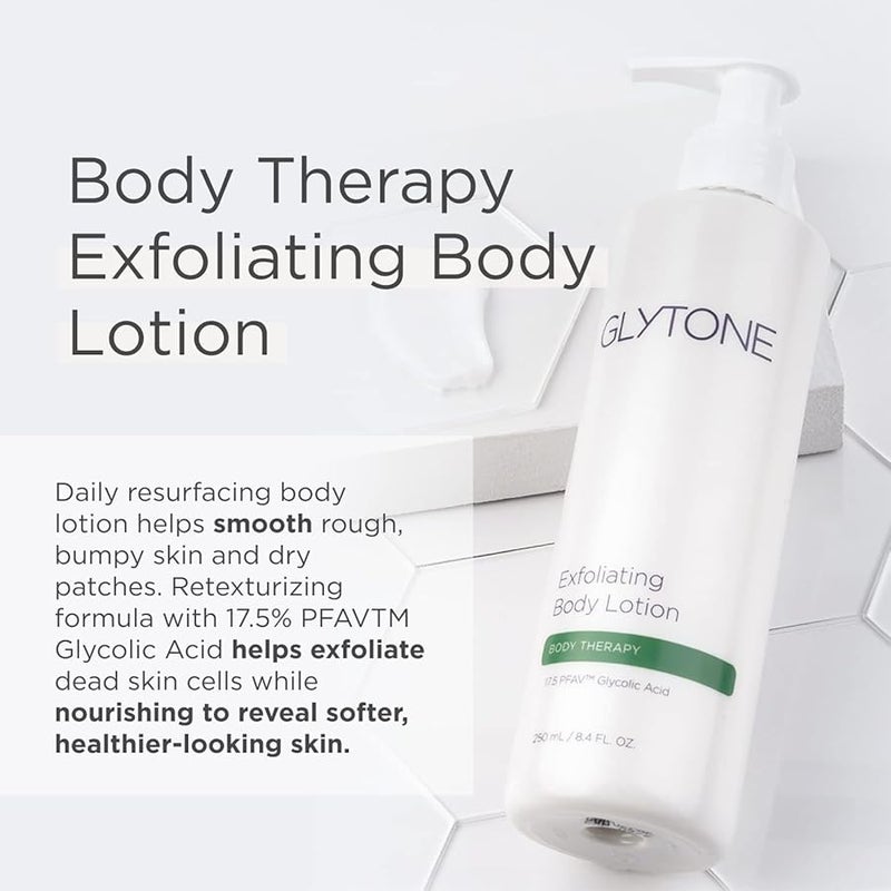 Glytone لوشن تقشير الجسم من جلايتون للبشرة الجافة 175 PFAV حمض الجليكوليك لوشن مرطب يقلل من نتوءات الكيراتوزيس بيلاز فراغرانس فري مقشر للجسم مرطب للبشرة المنعشة 84 FlOz - Image 2