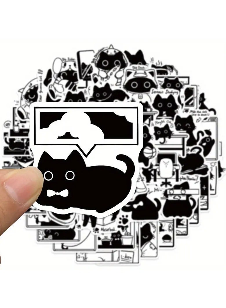 Goolsky 50pcs Black Cat Pet Animals Funny Love Doodle Art Cool Aesthetics Cartoon Waterproof Stickers, For Suitcase Water Bottle DIY Laptop Skateboard Luggage Party Decoration  - Image 3
