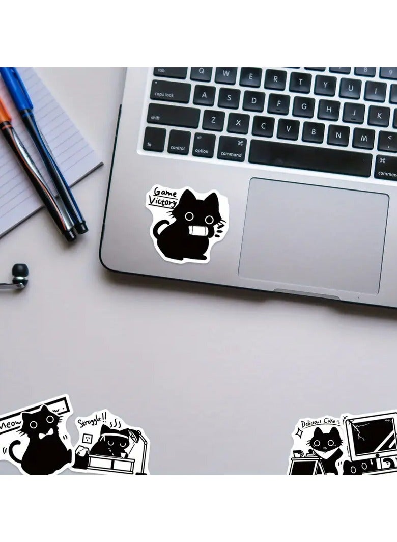 Goolsky 50pcs Black Cat Pet Animals Funny Love Doodle Art Cool Aesthetics Cartoon Waterproof Stickers, For Suitcase Water Bottle DIY Laptop Skateboard Luggage Party Decoration  - Image 5