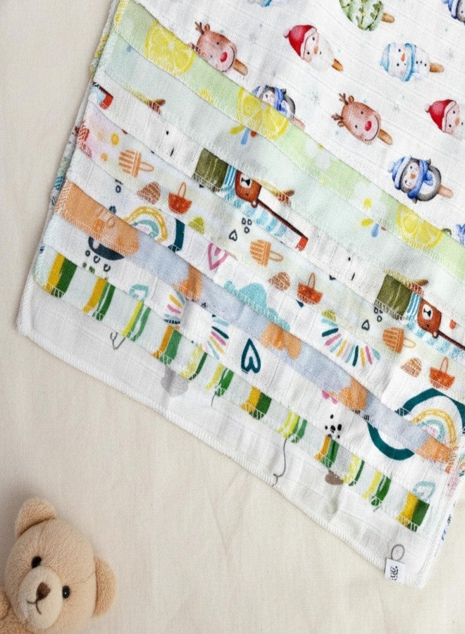 NEW COMERS Baby Washcloths, Cotton Muslin Double Layer, Animal Print Design, Super Soft Absorbent Face Towels, 25 x 25 cm, Pack of 6 (Wash Cloth_02) - Image 4