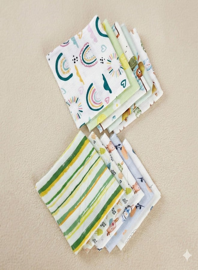 NEW COMERS Baby Washcloths, Cotton Muslin Double Layer, Animal Print Design, Super Soft Absorbent Face Towels, 25 x 25 cm, Pack of 6 (Wash Cloth_02) - Image 1