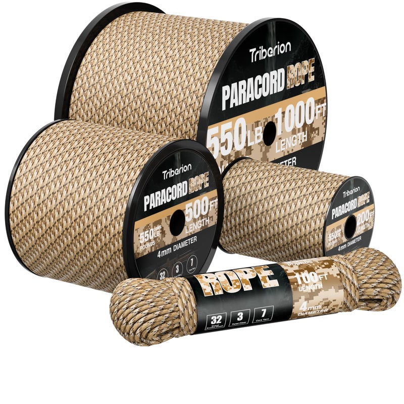 Triberion Paracord Rope 550 lb 100ft 532 Parachute Cord 4MM 7Strand para Cord Heavy Duty Spool String for SurvivalCamping Gear Survival Bracelet Clothesline Desert Camo - Image 2