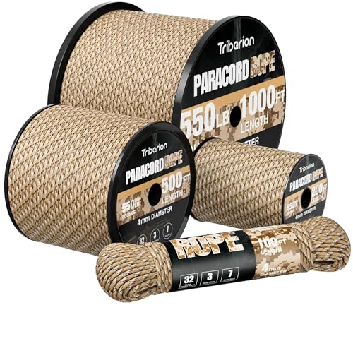 Triberion Paracord Rope 550 lb 100ft 532 Parachute Cord 4MM 7Strand para Cord Heavy Duty Spool String for SurvivalCamping Gear Survival Bracelet Clothesline Desert Camo - Image 1