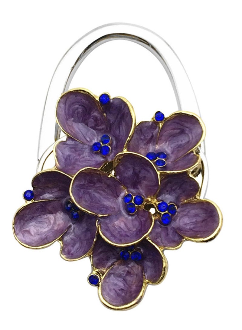 Purse Hanger, Purse Hook Hanger for Table Foldable Purse Hangers for Table Tops, Elegant Begonia Flowers Purse Hook for Desk Tables (Purple)  - Image 1