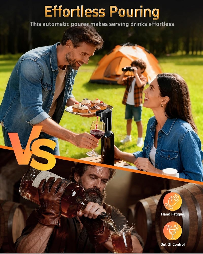 Redsack 5-in-1 Electric Wine Decanter with Aerator,Digital Alcohol Bottle Dispenser Adjustable Dosing,Smart Whiskey Pourer, Liquor/Spirits Pump Automatic,Nice Gifts for Women Men Mom Dad Husband Boss(Black) - Image 4