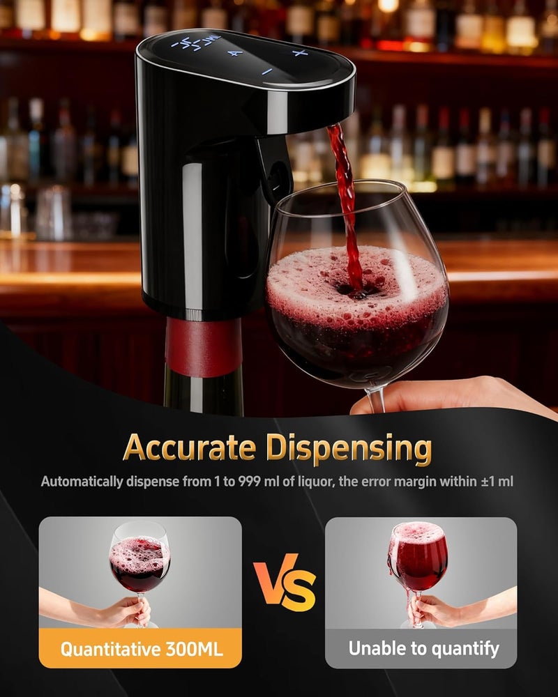 Redsack 5-in-1 Electric Wine Decanter with Aerator,Digital Alcohol Bottle Dispenser Adjustable Dosing,Smart Whiskey Pourer, Liquor/Spirits Pump Automatic,Nice Gifts for Women Men Mom Dad Husband Boss(Black) - Image 2