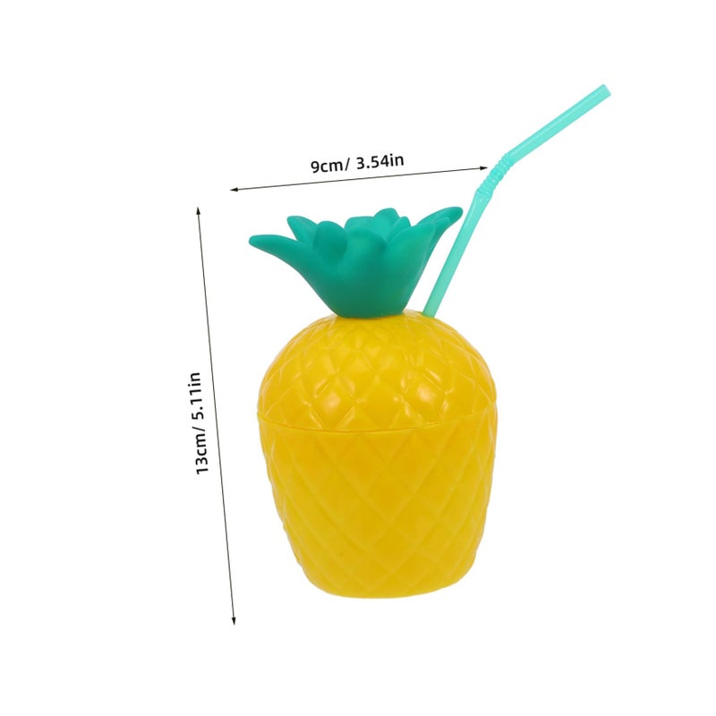 Healifty Reusable Pineapple Cup With Straw Fruit Shaped Cold Drink Tumbler For Hawaiian Party Picnic Beach Wedding And Birthday Decorations Easy To Clean Plastic Beverage Cup - Image 3
