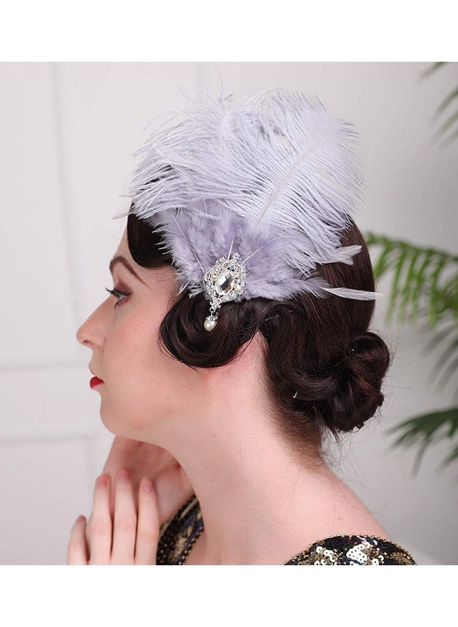 Aimimier - 1920S Great Gatsby Headpiece Flapper Feather Hair Clip Crystal Teardop Roaring 20S Accessories Prom Party Festival Gatsby Hair Jewelry For Women And Girls - Image 1