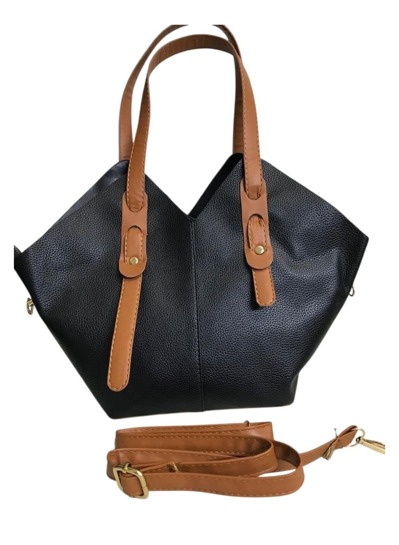 شنطة حريمي جلد هاند + كروس بسوستة واحدة - Image 1