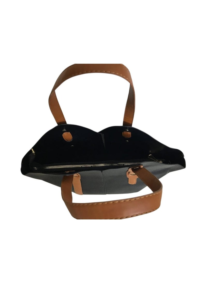 شنطة حريمي جلد هاند + كروس بسوستة واحدة - Image 3