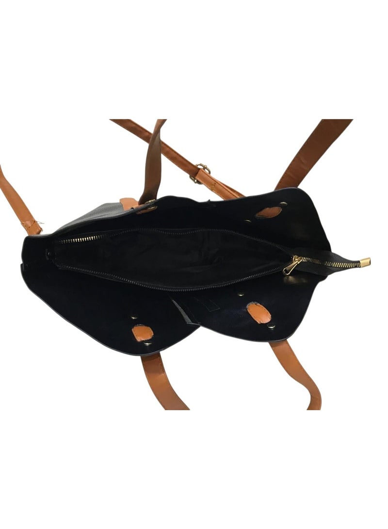 شنطة حريمي جلد هاند + كروس بسوستة واحدة - Image 4