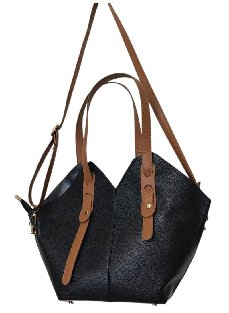 شنطة حريمي جلد هاند + كروس بسوستة واحدة - Image 5