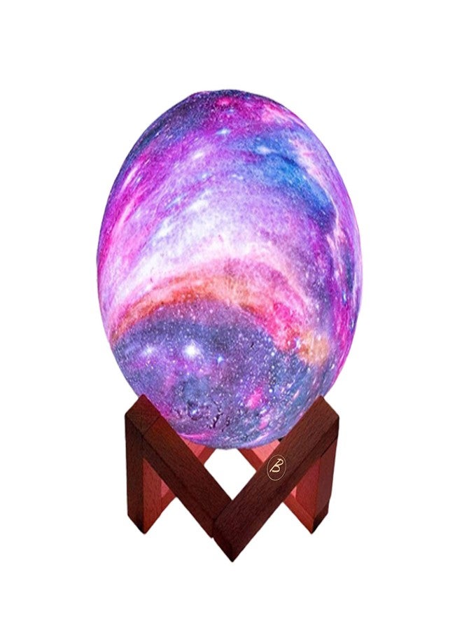 BTfash 3D Galaxy Moon Lamp Decor, Night Light with Wooden Stand | Touch Control LED Moon | Cool Decorative for Unisex - Image 1