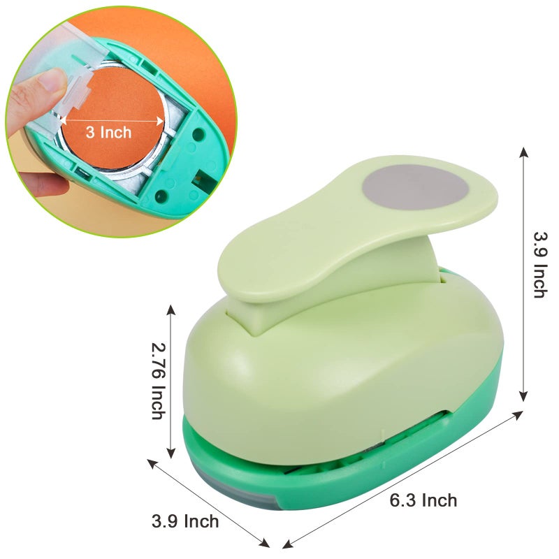 UCEC Paper Punch, 3 Inch XL Size Circle Punch Large Hole Puncher Paper Circles Craft Puncher Handmade Paper Punches for Crafting Scrapbooking Cards Arts Fun Projects Back to School Supplies - Image 2