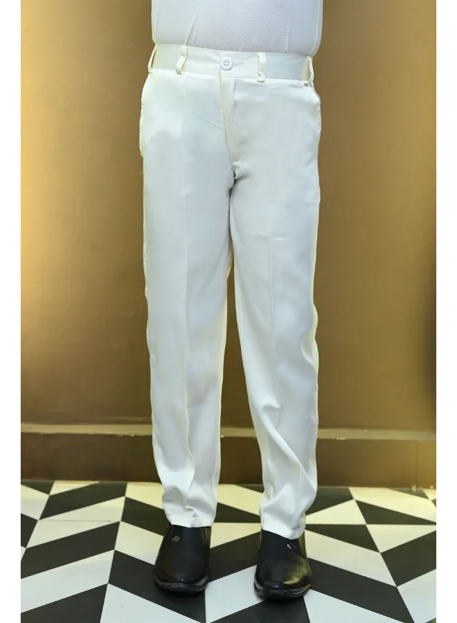 BT DEZINES Boys White Satin Colorblock Sherwani Set