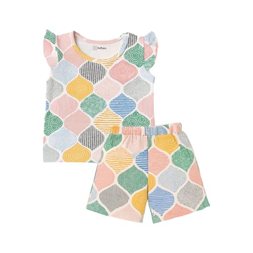 Kidbea® Girls' Colorful Patterned Cotton Clothing Set | Soft Short Sleeve Top and Elastic Waist Shorts for Kids (Multicolor, 2-3 Years) - Image 2