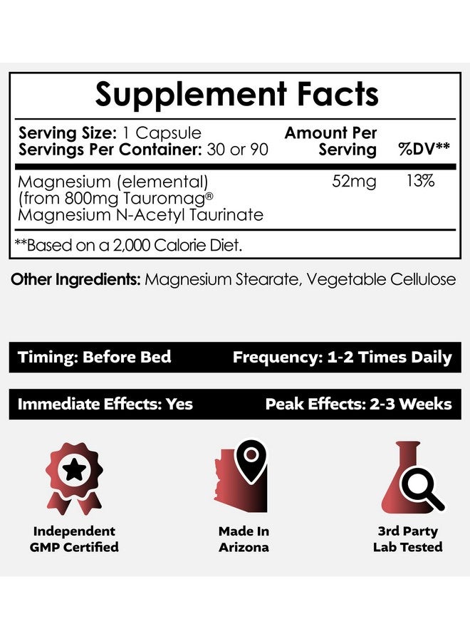 Nootropics Depot Tauromag Capsules | 800mg Magnesium N-Acetyl Taurinate | 30 Count - Image 2