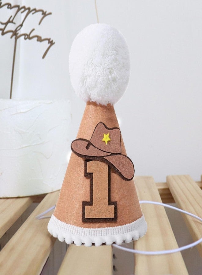 Ysqool First Birthday Hat for Boys Girls, 1st Birthday Hat, One Year Old Party Crown for Cake Smash and Photo Props (Brown Cowboy) - Image 3