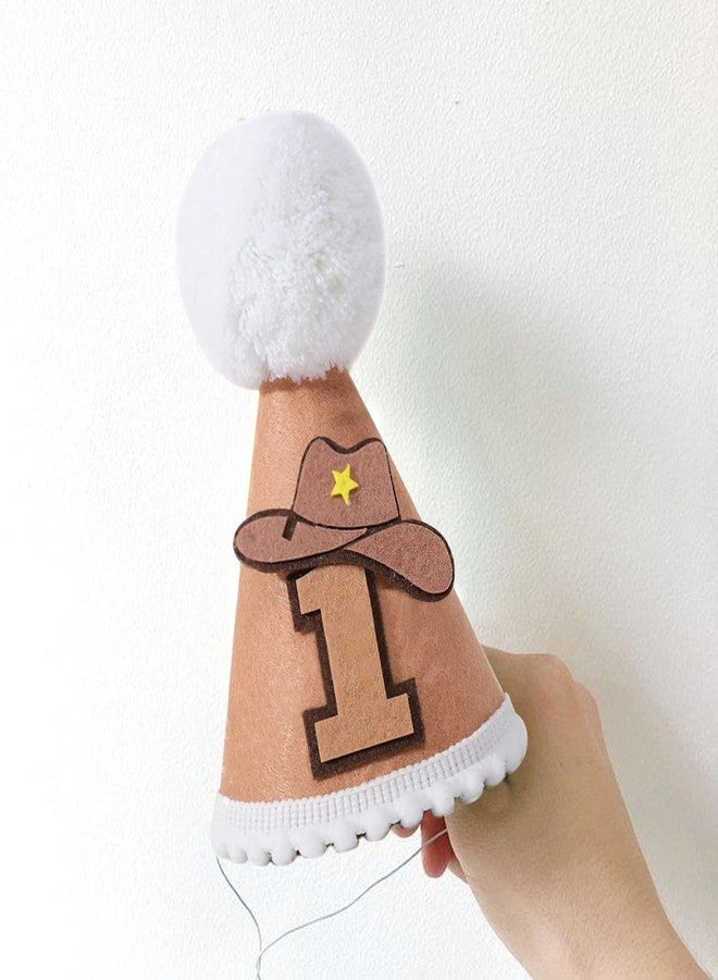 Ysqool First Birthday Hat for Boys Girls, 1st Birthday Hat, One Year Old Party Crown for Cake Smash and Photo Props (Brown Cowboy) - Image 4