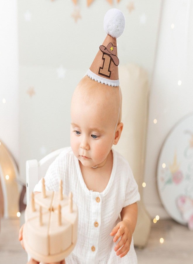 Ysqool First Birthday Hat for Boys Girls, 1st Birthday Hat, One Year Old Party Crown for Cake Smash and Photo Props (Brown Cowboy) - Image 5