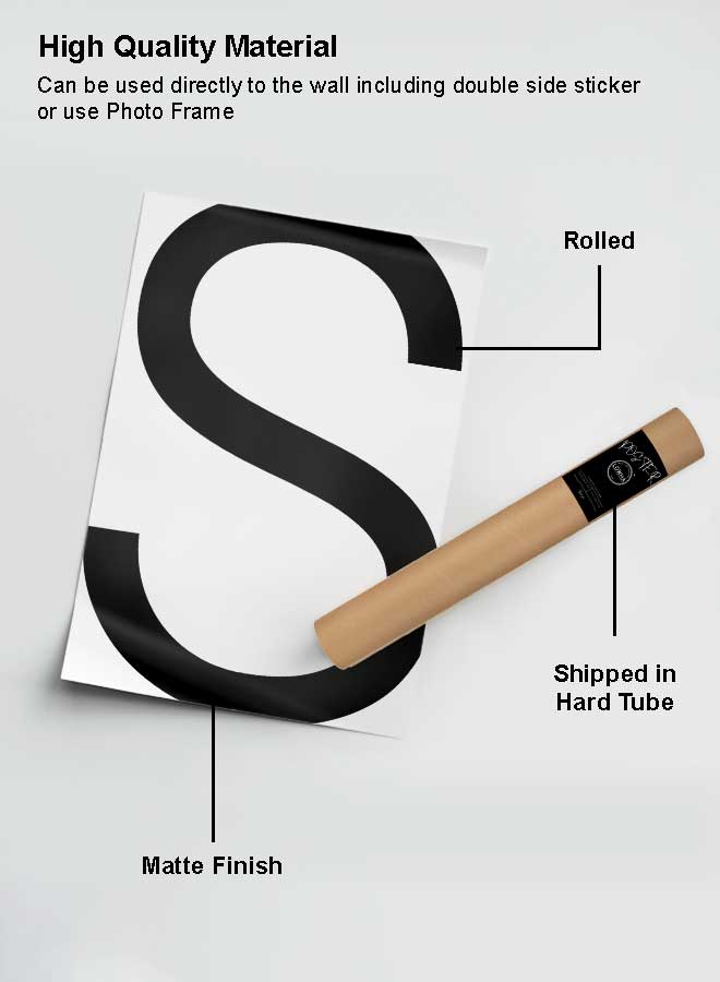 لوحة بوستر ديكور لوحة بدون فريم مع أربع قطع منفصلة من اللاصق ذو الوجهين تصميم حرف S غرفة النوم غرفة المعيشة وديكور المكتب - Image 2