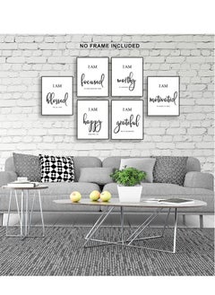 SYOSI Draw Core, Wall Art - Motivational - Office & Bedroom Decor - Positive Quotes & Sayings - Daily Affirmations for Men, Women & Kids - Black & White Poster Prints, Set of 6  - Image 3