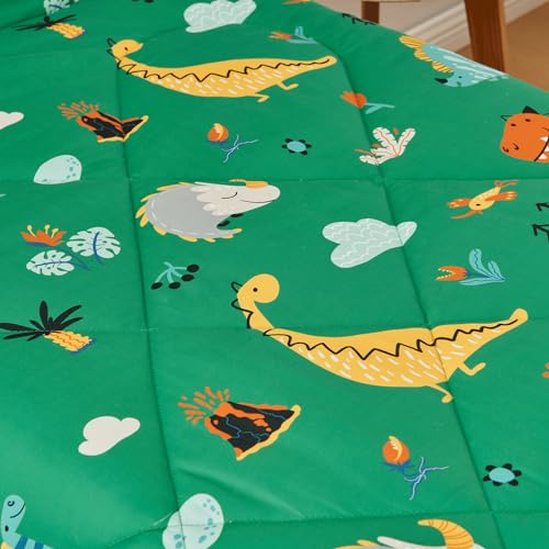 beeweed 4 Pieces Dinosaur Toddler Bedding Set Boys Girls, 2 Sides Design Bed in a Bag Comforter Set, Includes 1 Comforter, 1 Fitted Sheet, 1 Flat Sheet and 1 Reversible Pillowcase - Image 3