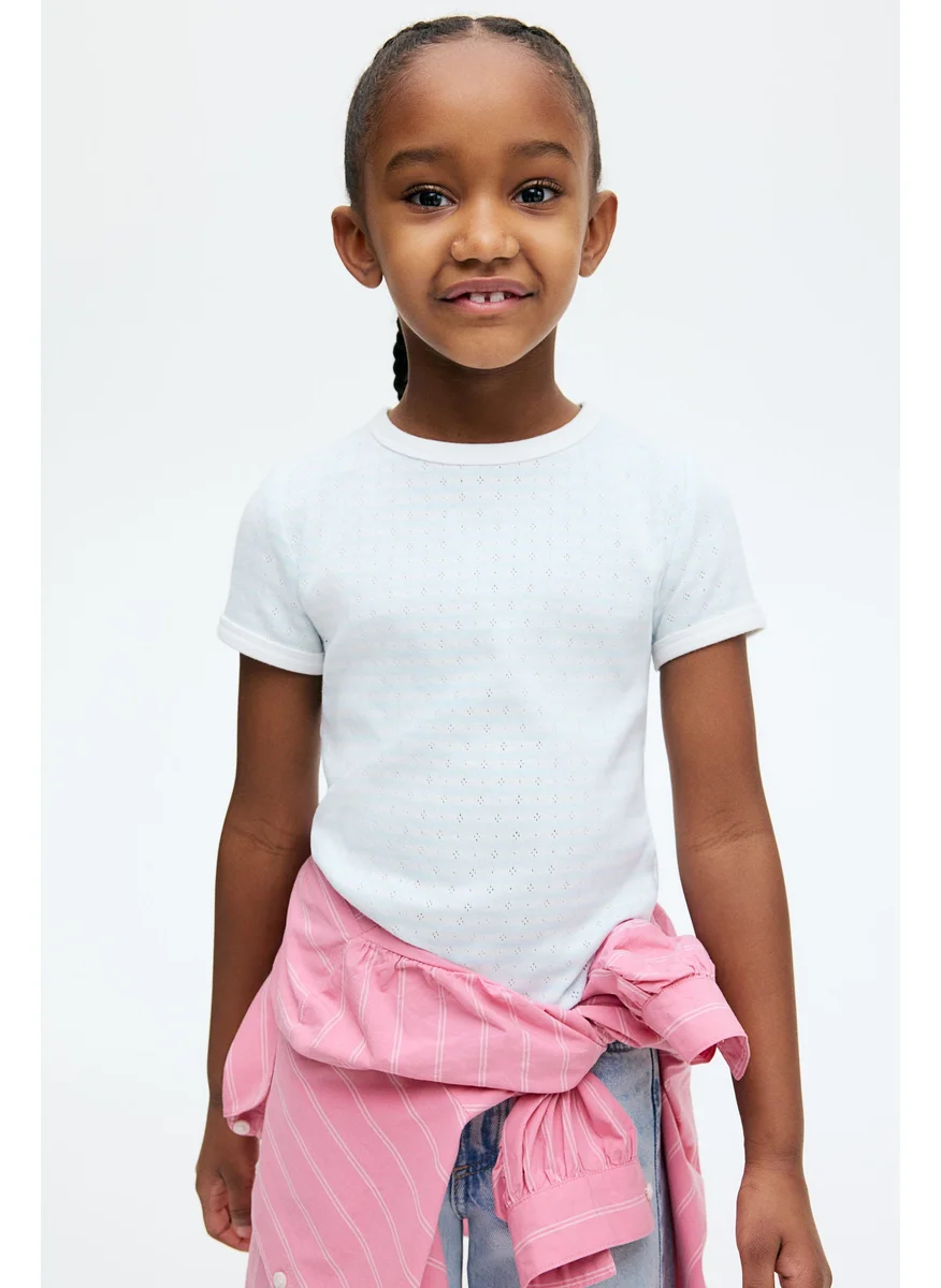 H&M Short-Sleeved Pointelle Jersey Top