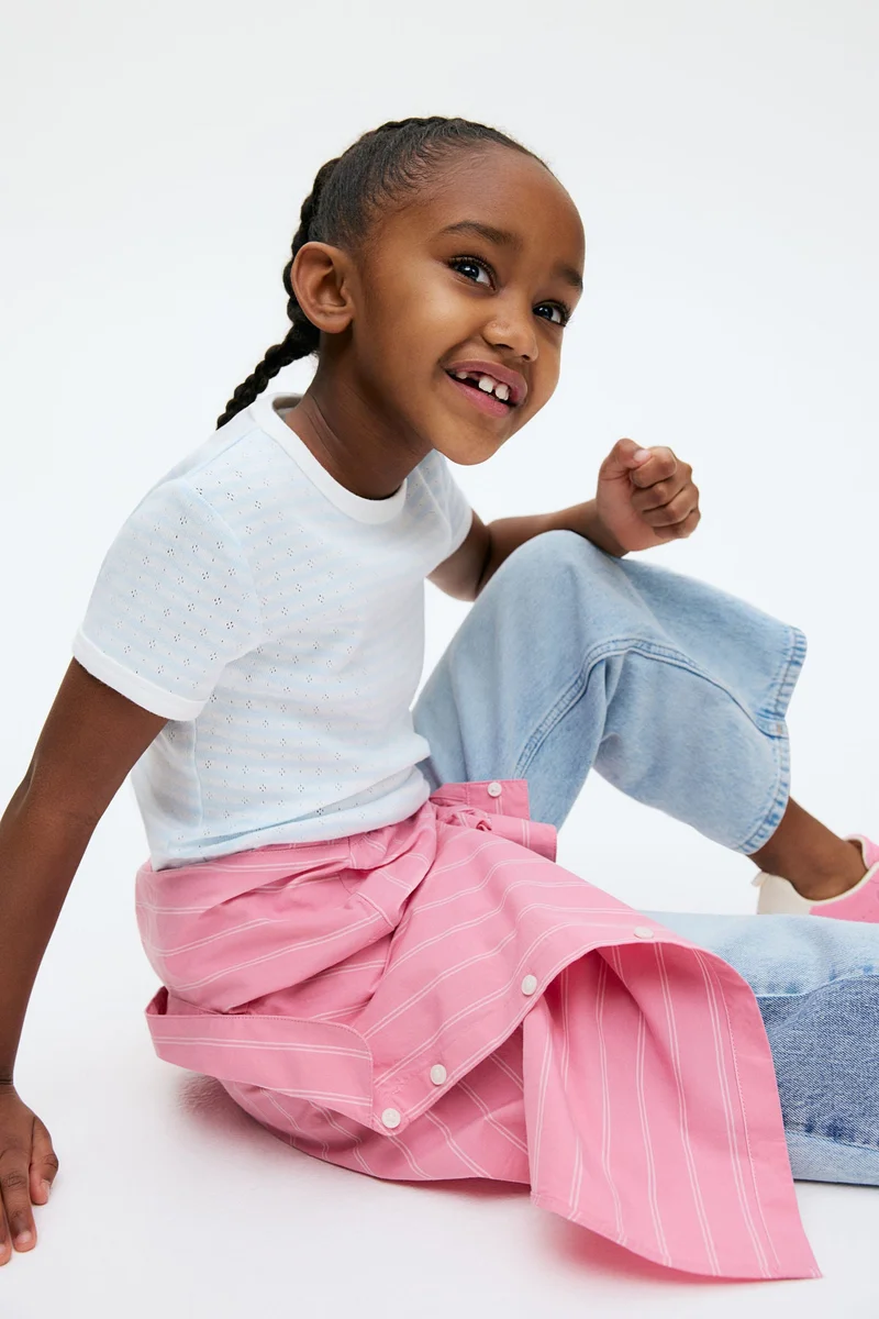 H&M Short-Sleeved Pointelle Jersey Top