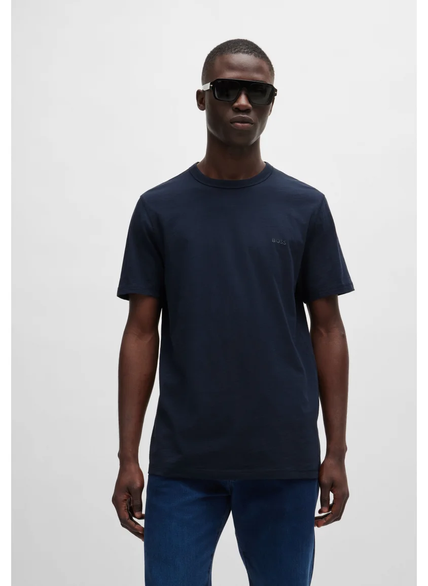BOSS Regular-fit T-shirt in slub cotton with logo detail