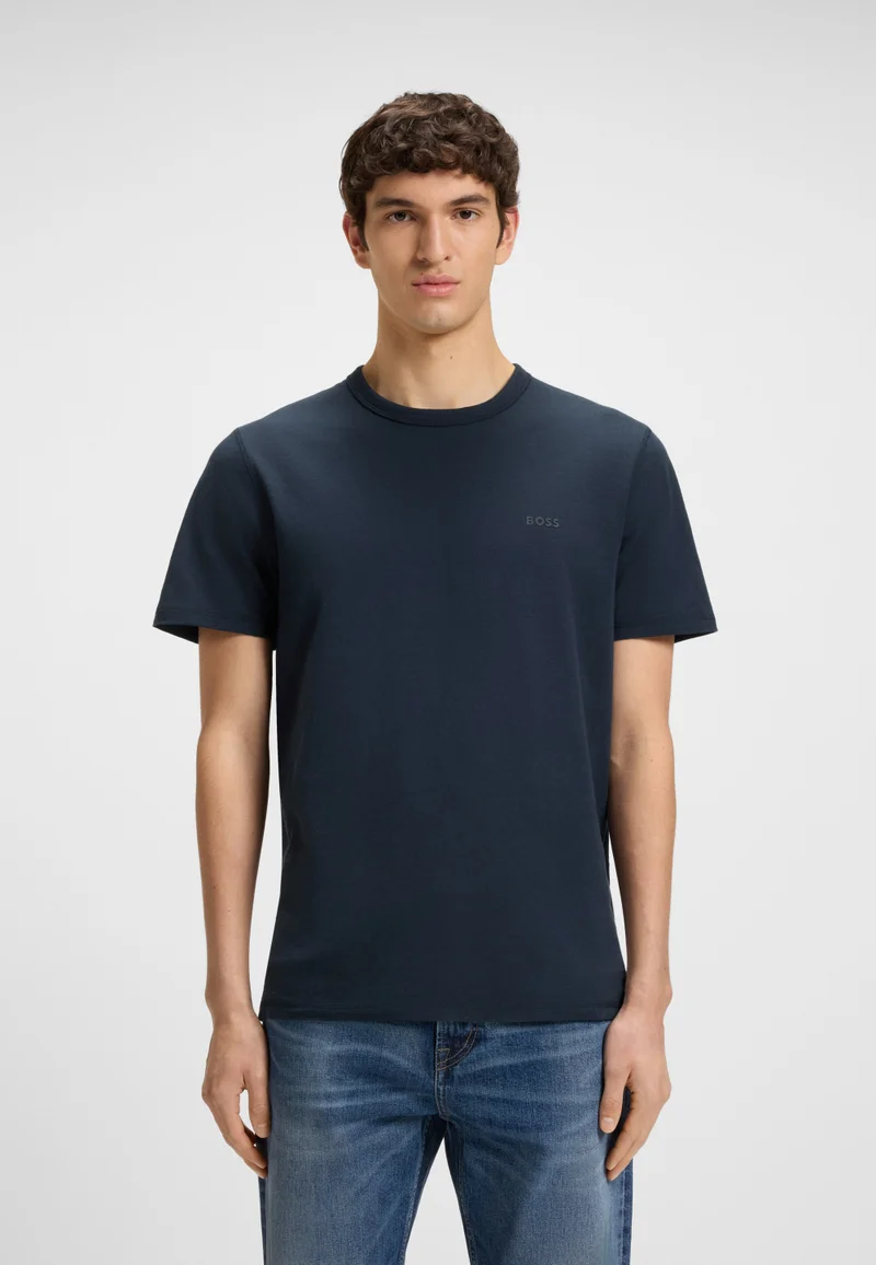 بوس تيشيرت بقصة عادية قطن سلا بلمسة شعار