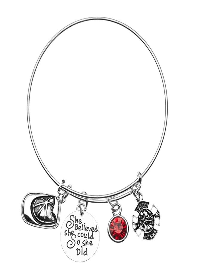 Infinity Collection Woman Firefighter, Firewoman, She Believed She Could So She Did Fire Dept Gift Mom Gift, Wife Mom Jewelry - Image 1