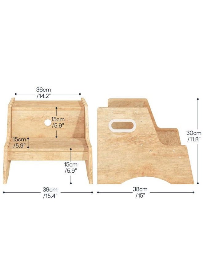 HOOBRO Toddler Step Stool, Wooden Kids Potty Training Stool, Children's Stool with Handles and Safety Non-Slip Pads, Easy to Move, for Bedroom, Living Room, Kitchen, Bathroom, Natural NL05JD01 - Image 3