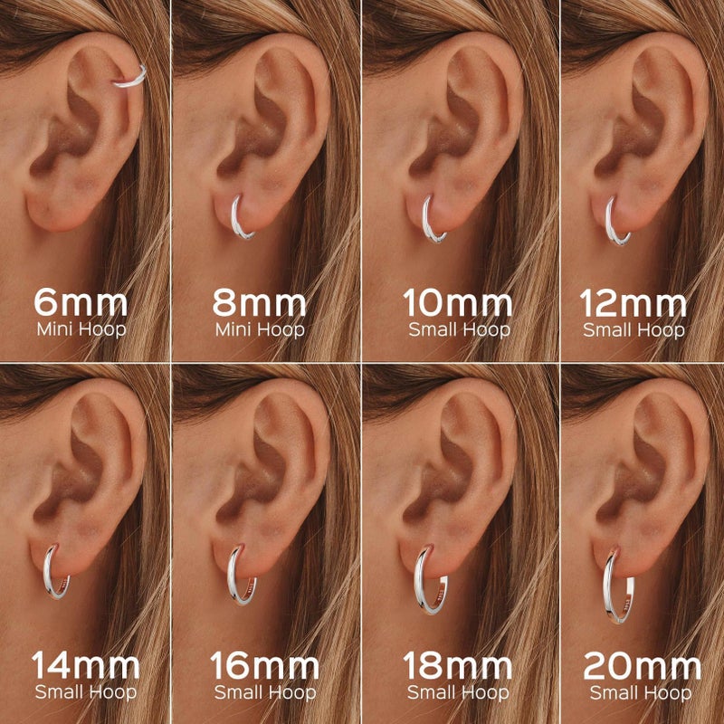 ChicSilver 6MM Huggie Earrings 925 Sterling Silver Huggie Hoop Earrings for Women Hypoallergenic Cartilage Earrings for Women - Image 5