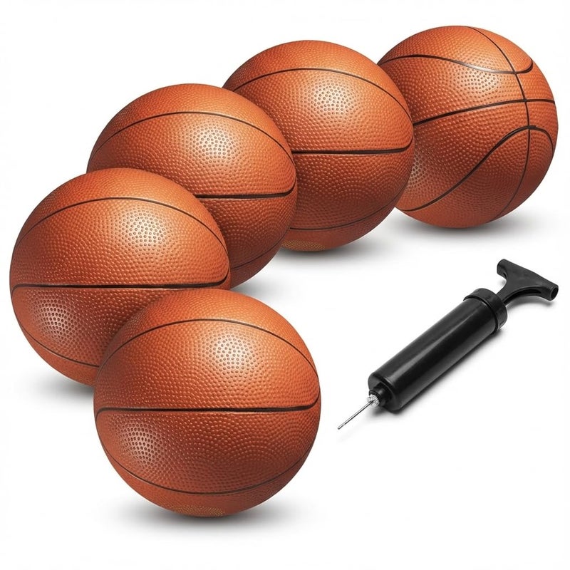 PlayBolt Mini Basketball Set for Kids 6 Inch 5 Pack wHand Pump Small Size Indoor Mini Hoop Balls for Toddlers Over The Door Basketball Games Indoor Outdoor Small Hoops Pool Play Party Favors - Image 2