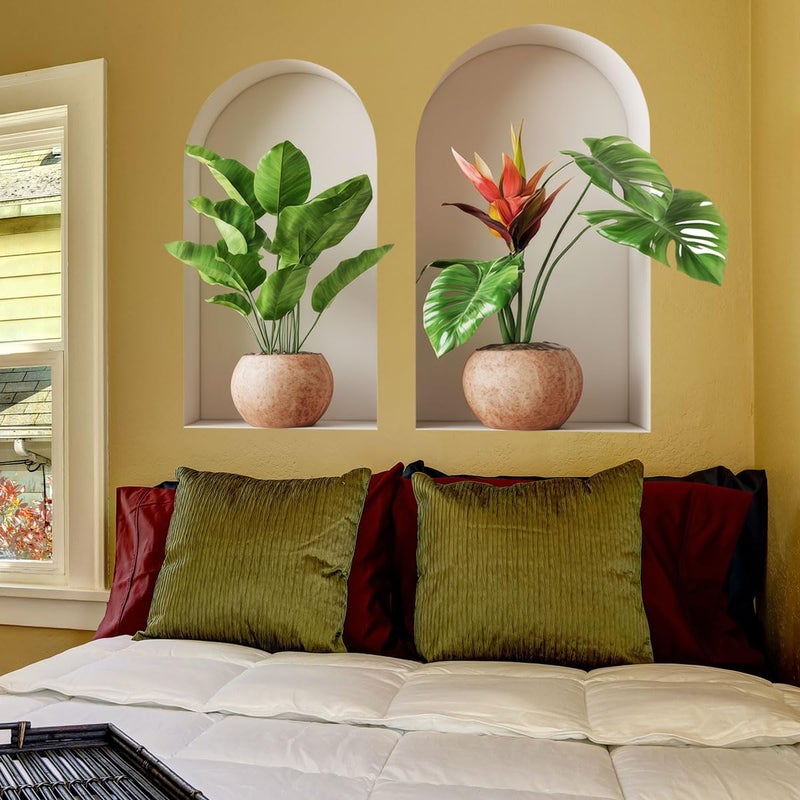 Ladinimo 3D Potted Plants Wall Stickersï¼ŒGreen Plants Wall Decalsï¼ŒPeel and Stick 3D Magic Art Stickerï¼Œfor Living Room Bedroom Aisle Entrance Sofa Backdrop Yoga Room Home Decor (Colorful) - Image 5