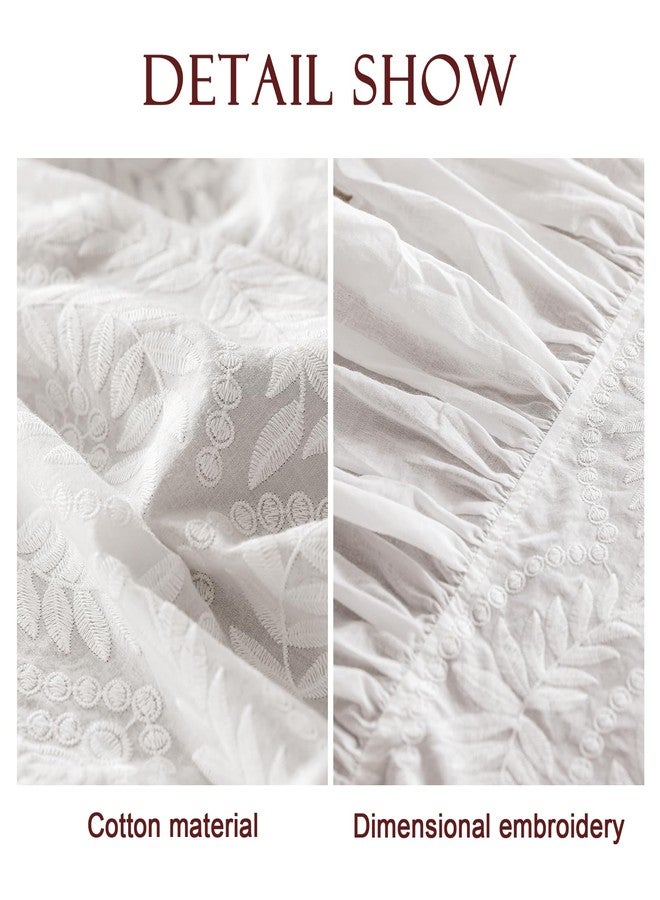 patdrea Vintage Ruffle Tablecloth for Rectangle Tables,Farmhouse Embroidered Cotton White Lace Table Cloth Cover Decor for Dining Room Wedding Banquet Thanksgiving Christmas,59"*91" - Image 4