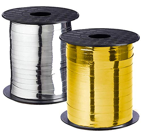 OLYPHAN Metallic Gold Silver Ribbon Curling Set  Shiny for Wedding  Party Gift Wrap 500 Yards Discounted