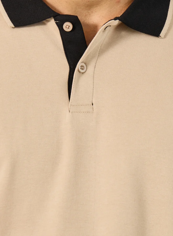 Styli Contrast Tipped Relaxed Fit Polo T-Shirt