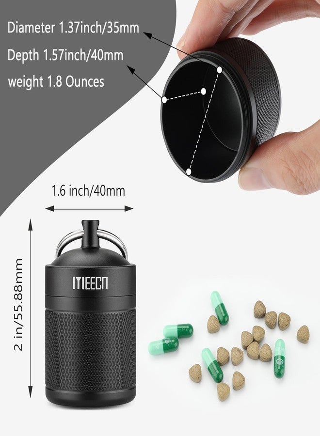 MEECN Keychain Pill Holder, Box, Aluminum, Waterproof Container, Pill Organizer for Outdoor Travel Camping, Size: 1.6 x 1.6 x 2 in (Black - Image 3