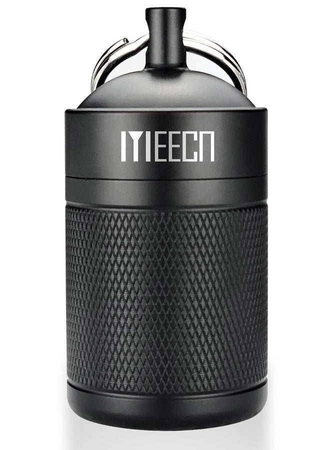 MEECN Keychain Pill Holder, Box, Aluminum, Waterproof Container, Pill Organizer for Outdoor Travel Camping, Size: 1.6 x 1.6 x 2 in (Black - Image 1