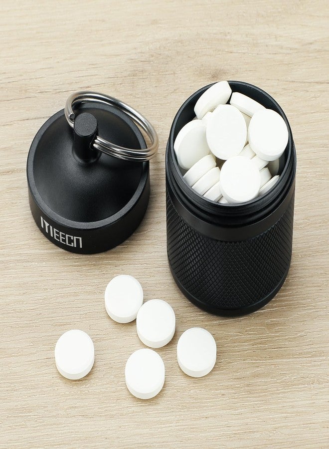MEECN Keychain Pill Holder, Box, Aluminum, Waterproof Container, Pill Organizer for Outdoor Travel Camping, Size: 1.6 x 1.6 x 2 in (Black - Image 2