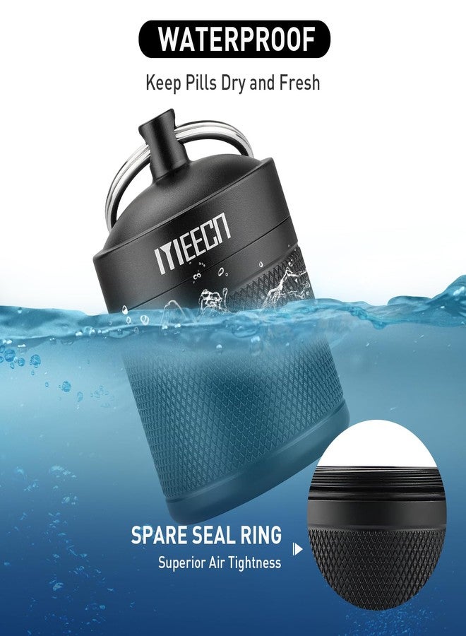 MEECN Keychain Pill Holder, Box, Aluminum, Waterproof Container, Pill Organizer for Outdoor Travel Camping, Size: 1.6 x 1.6 x 2 in (Black - Image 5