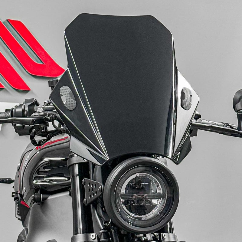 Lorababer Universal Motorcycle Windshield Windscreen Wind Screen Deflector Air Wind Spoiler Windproof Protector wMounting Bracket Compatible with Honda Yamaha Suzuki Kawasaki BMW Smoke
