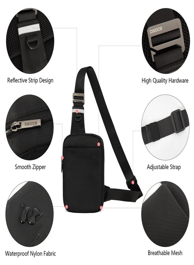 OSOCE Small Sling Bag for Men and Women with RFID Pocket, Anti Theft Crossbody Chest Bag Casual Travel Bag for Hiking,Black,Small - Image 5