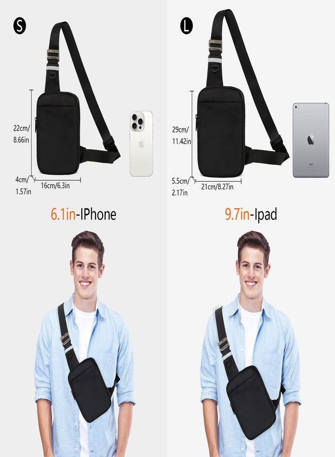 OSOCE Small Sling Bag for Men and Women with RFID Pocket, Anti Theft Crossbody Chest Bag Casual Travel Bag for Hiking,Black,Small - Image 2